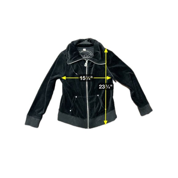 Michael Kors Zip Front Velour Jacket Black Sz Medium Long Sleeve Sportswear - Picture 9 of 11
